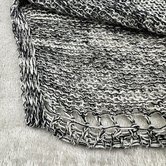 J. Jill 100% LINEN open‎ knit Dolman sweater short sleeve black white cute trim - Picture 10 of 14